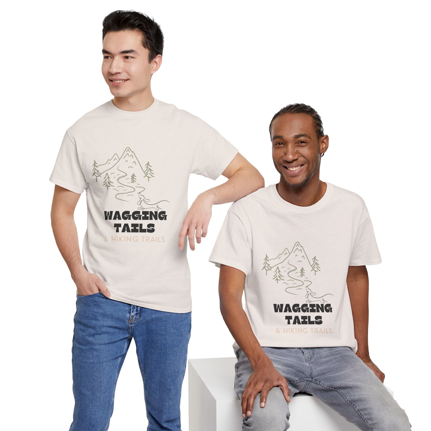 Wagging Tails Hiking Trails - Unisex Heavy Cotton Tee
