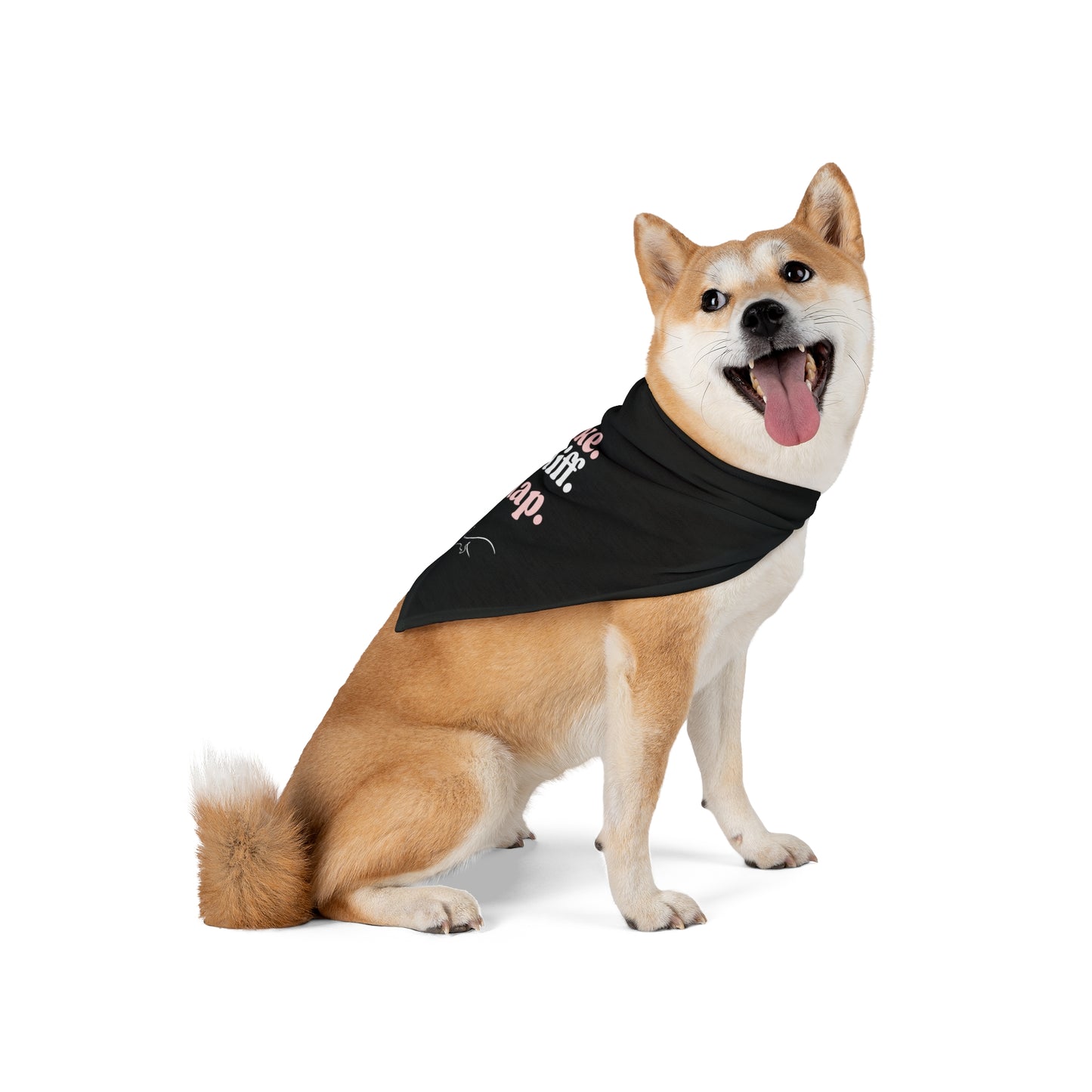 I Hike, I Sniff, I Nap – Dog Bandana (Black + Light Pink)
