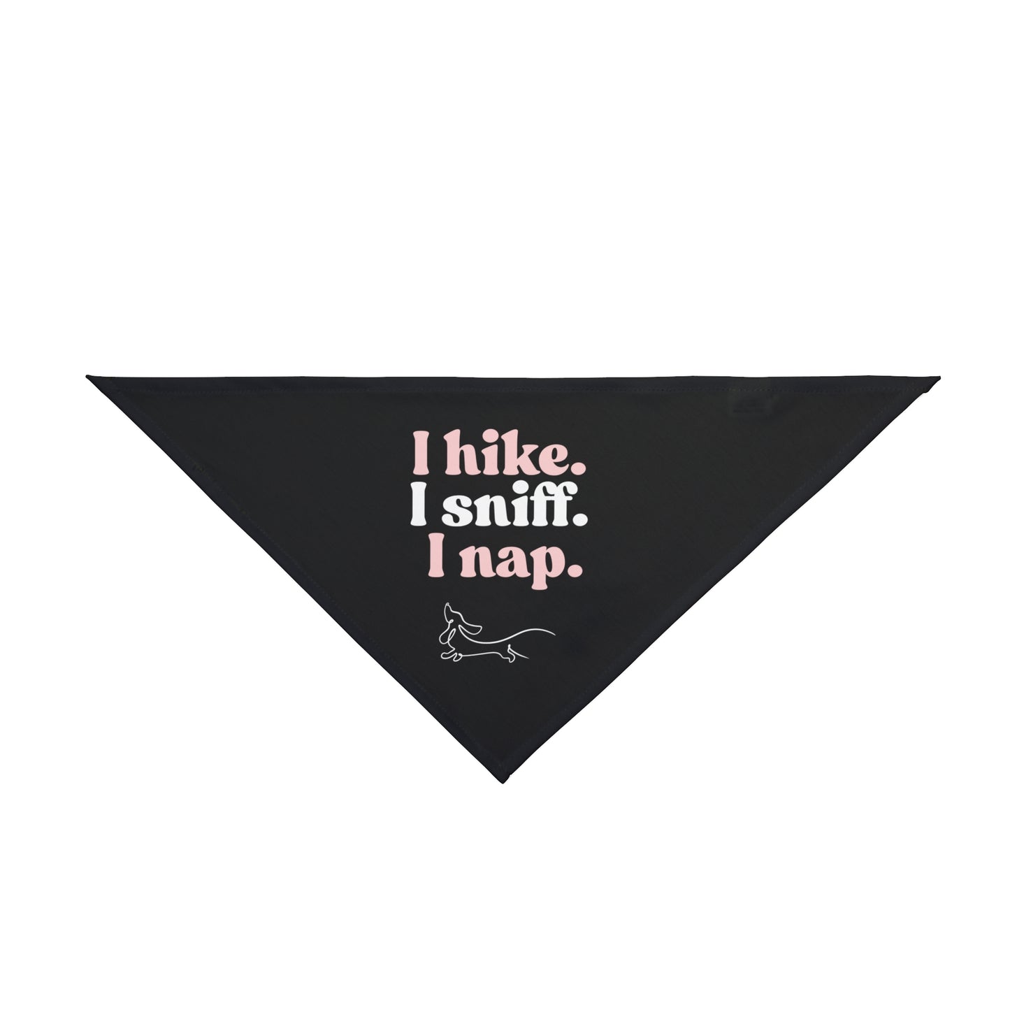 I Hike, I Sniff, I Nap – Dog Bandana (Black + Light Pink)