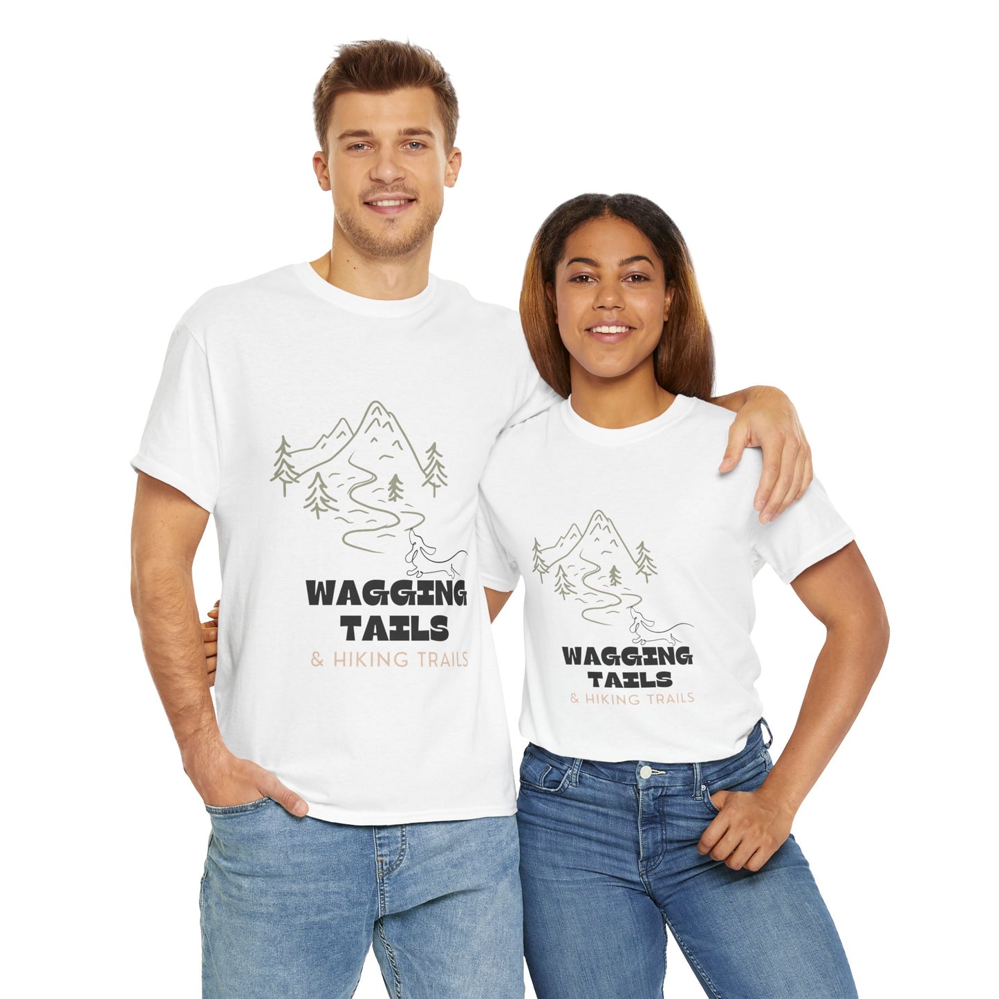 Wagging Tails Hiking Trails - Unisex Heavy Cotton Tee