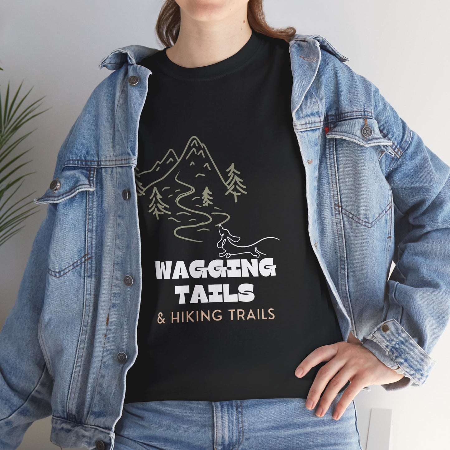 Wagging Tails Hiking Trails - Unisex Heavy Cotton Tee