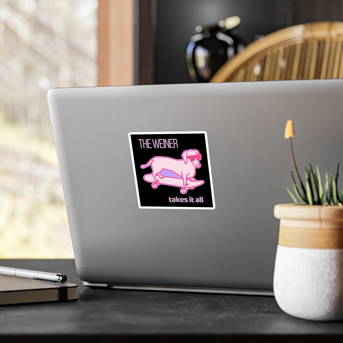 The Weiner Takes it All - 4x4 Vinyl Sticker (Black)