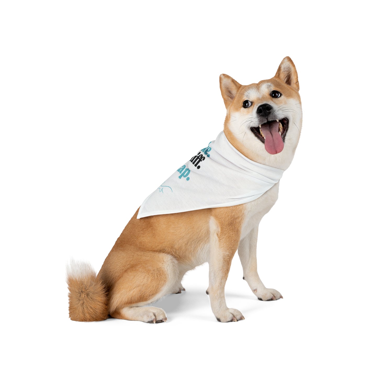 I Hike, I Sniff, I Nap – Dog Bandana (White + Light Blue)