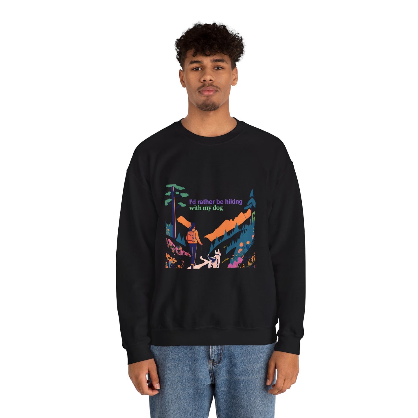 I'd rather be hiking with my dog - Crewneck Sweatshirt