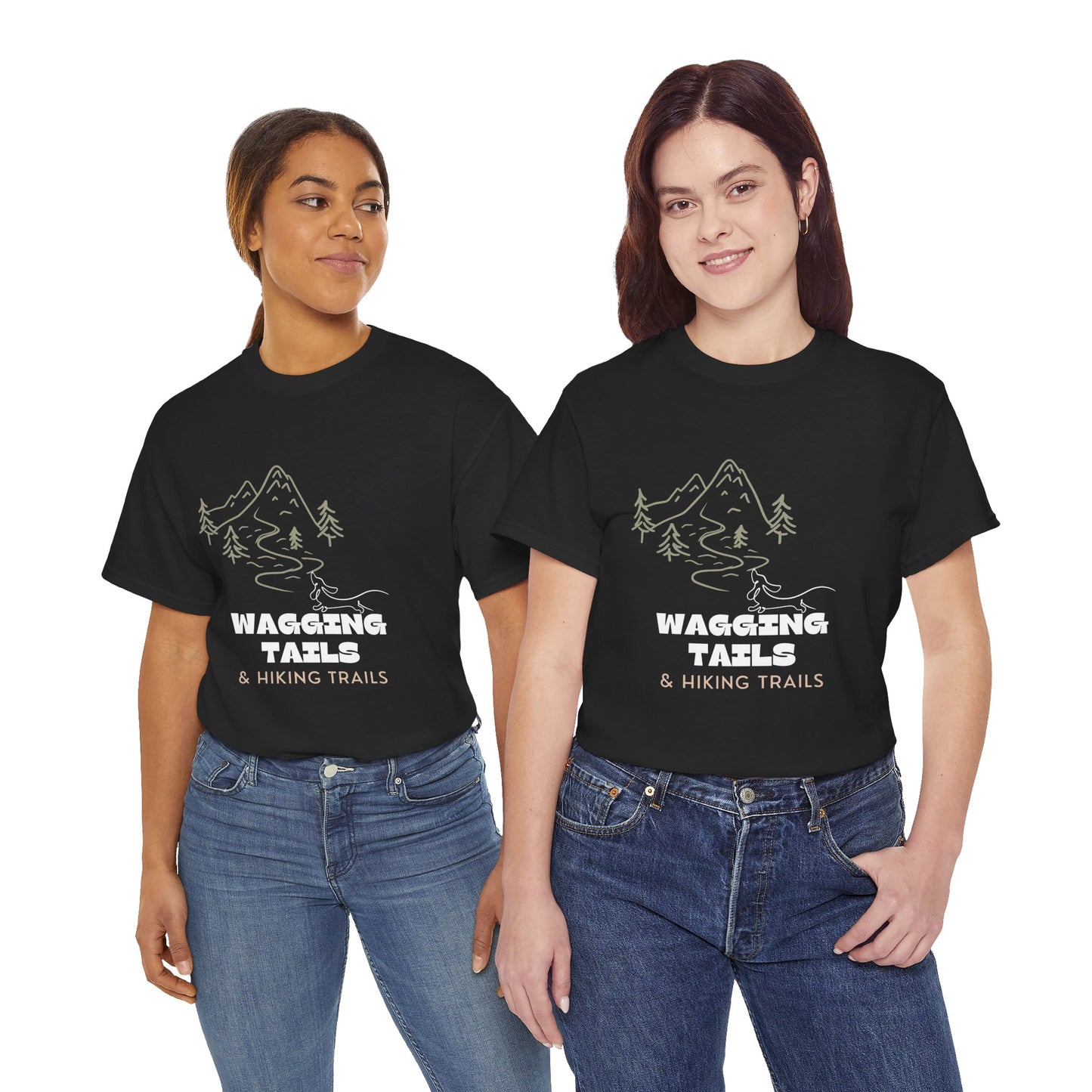 Wagging Tails Hiking Trails - Unisex Heavy Cotton Tee