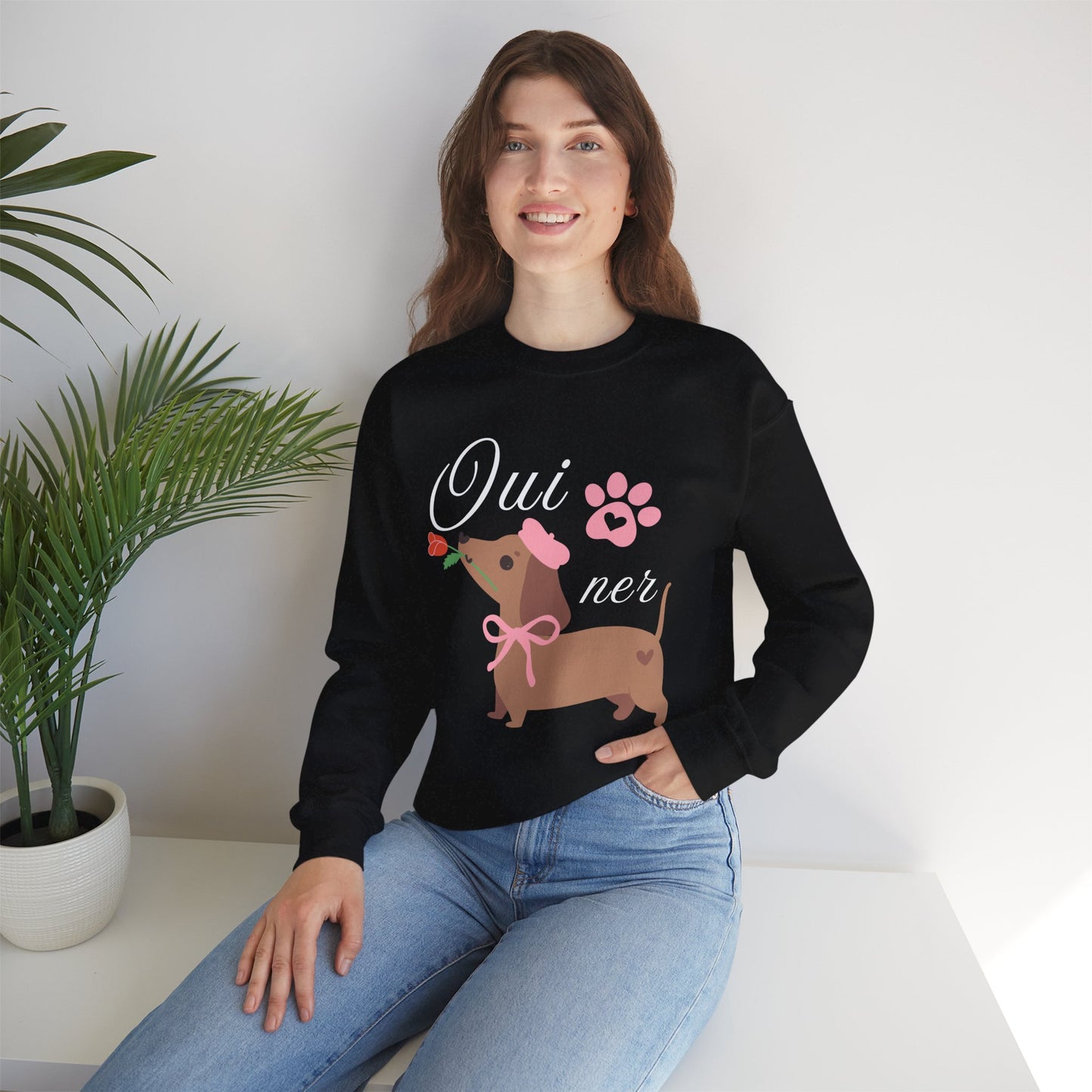 “Oui Ner” Dachshund- Unisex Crewneck Sweatshirt