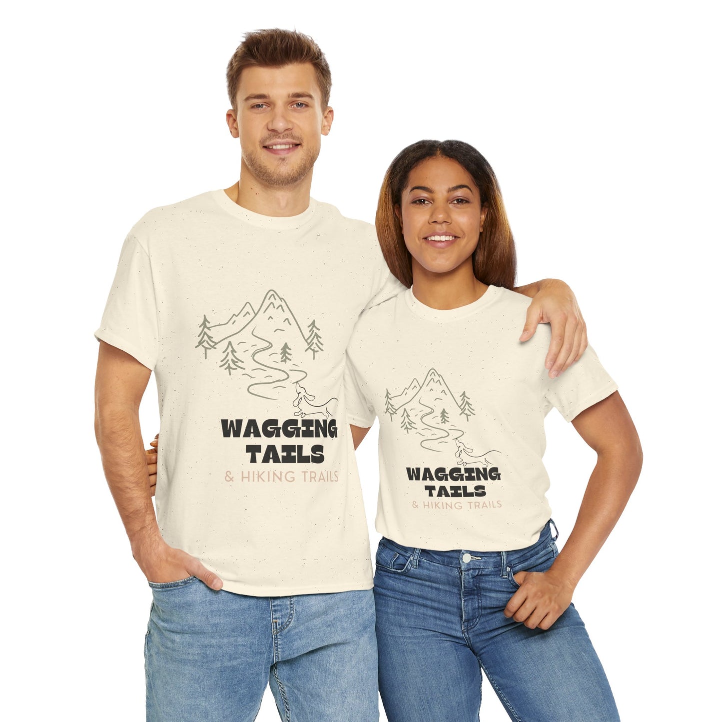 Wagging Tails Hiking Trails - Unisex Heavy Cotton Tee