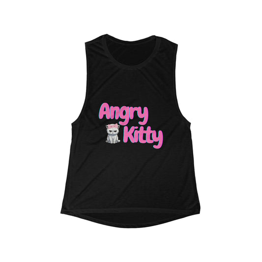 Angry Kitty - Women's Flowy Muscle Tank